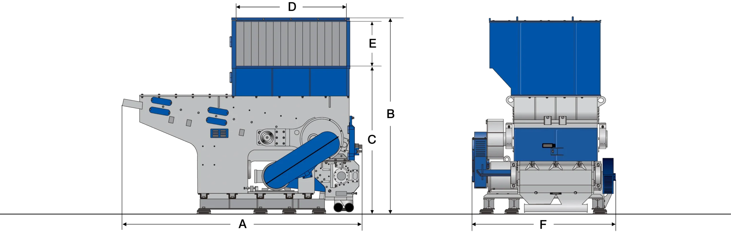ZCS Series - Shredder Granulator Combination dimensions