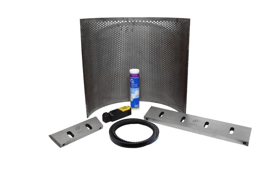 GSC granulator spare parts kit with screen, knives and belt