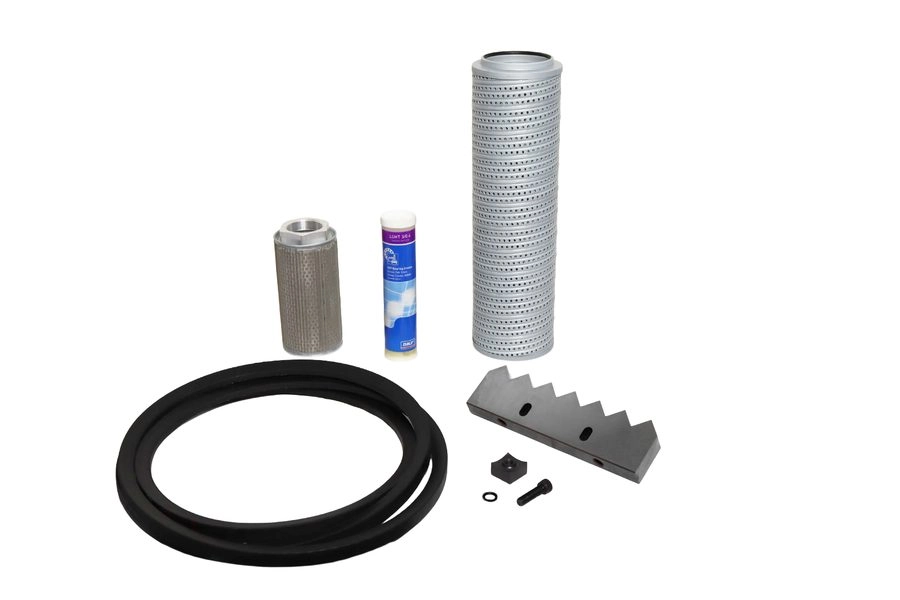 Shredder spare parts kit with ripper blade, filters and belt